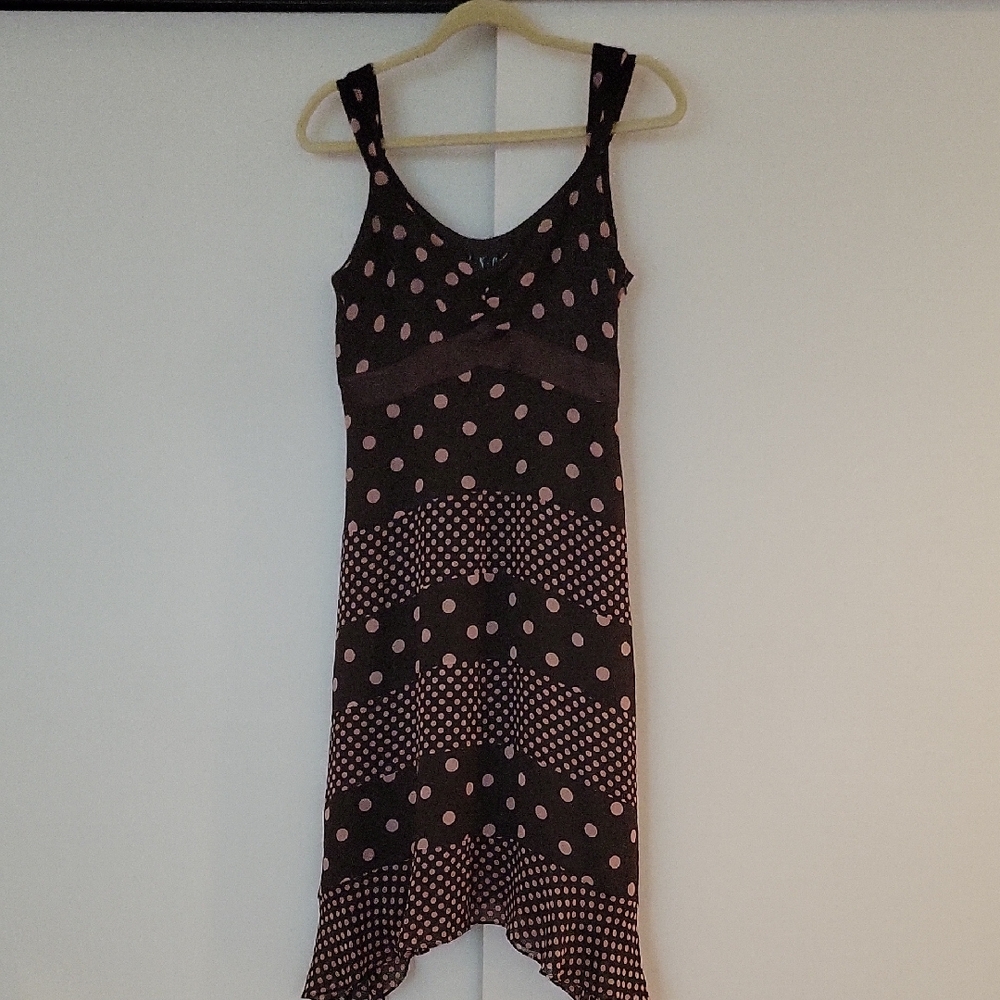 Brown Polka Dot Sleeveless Dress - Sz 8P
